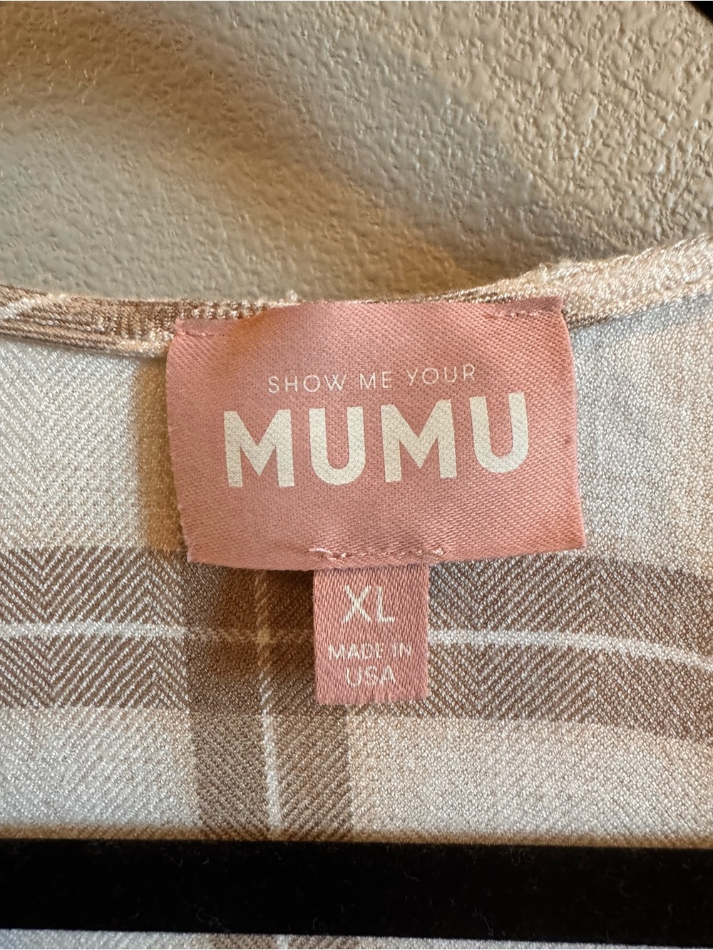 Show Me Your MuMu Cream and Tan Plaid Babydoll Dress - Picture 7 of 7